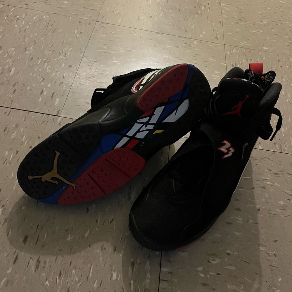 Black and Red Sneakers with Multicolor Sole